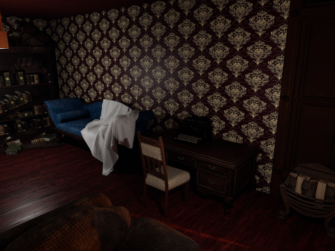 Whispering Shadows A Victorian Gothic Library Modello 3D