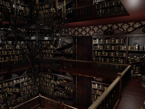 Whispering Shadows A Victorian Gothic Library 3D Model