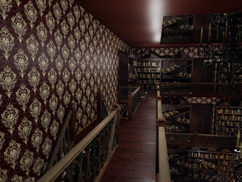 Whispering Shadows A Victorian Gothic Library 3D Model