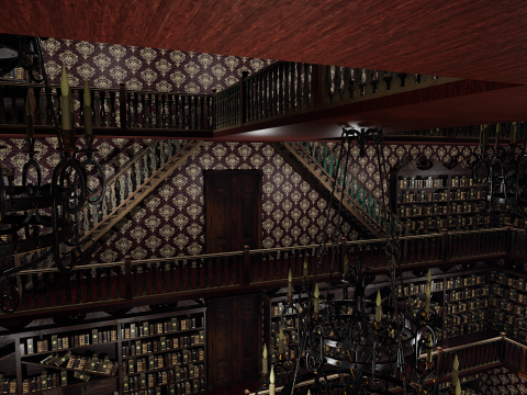 Whispering Shadows A Victorian Gothic Library Modello 3D