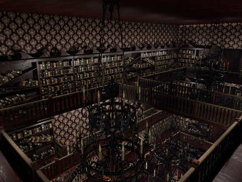 Whispering Shadows A Victorian Gothic Library Modello 3D