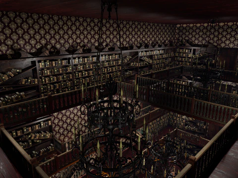 Whispering Shadows A Victorian Gothic Library 3D Model