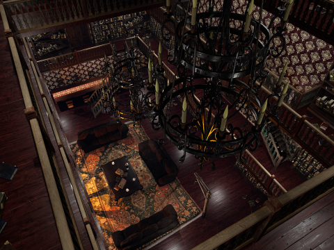 Whispering Shadows A Victorian Gothic Library Modello 3D