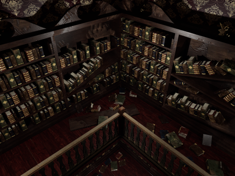 Whispering Shadows A Victorian Gothic Library Modello 3D