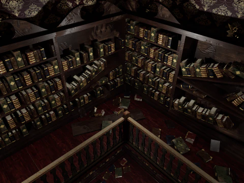 Whispering Shadows A Victorian Gothic Library 3D Model