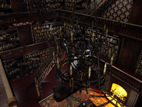 Whispering Shadows A Victorian Gothic Library 3D Model