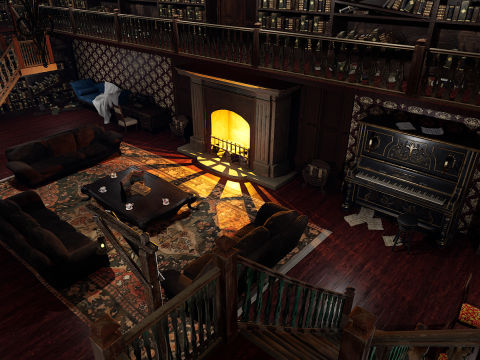 Whispering Shadows A Victorian Gothic Library Modello 3D