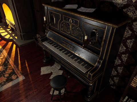 Whispering Shadows A Victorian Gothic Library Modello 3D
