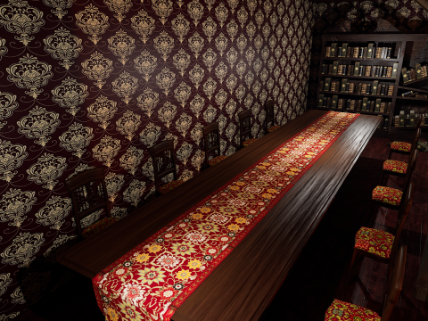 Whispering Shadows A Victorian Gothic Library Modello 3D