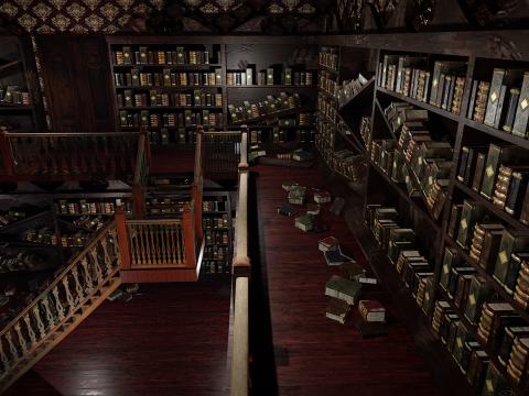 Whispering Shadows A Victorian Gothic Library Modello 3D
