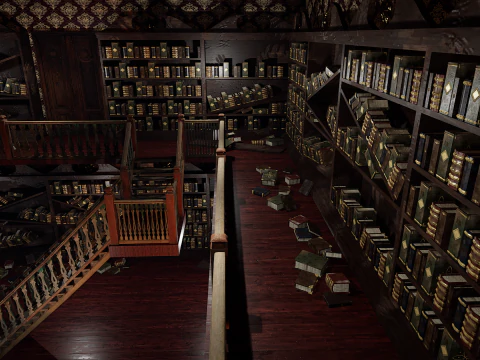 Whispering Shadows A Victorian Gothic Library 3D Model