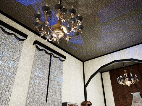 Gothic Victorian Grand Parlour Ornate Living Room 3D Модель
