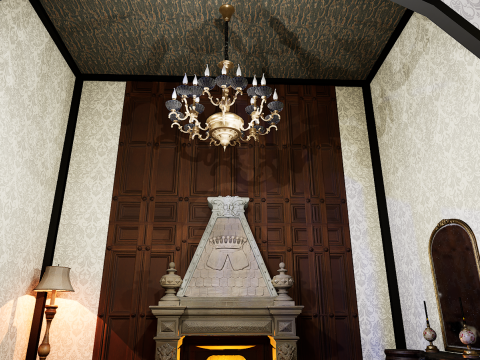 Gothic Victorian Grand Parlour Ornate Living Room 3D Модель