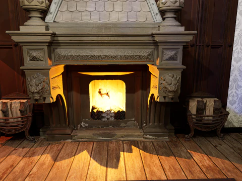 Gothic Victorian Grand Parlour Ornate Living Room 3D Model