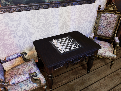 Gothic Victorian Grand Parlour Ornate Living Room 3D Модель