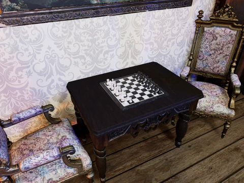Gothic Victorian Grand Parlour Ornate Living Room 3D Model