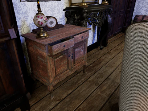 Gothic Victorian Grand Parlour Ornate Living Room 3D Model