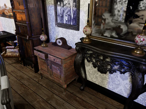 Gothic Victorian Grand Parlour Ornate Living Room 3D Model