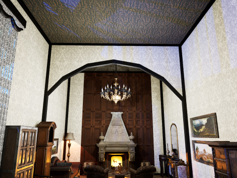 Gothic Victorian Grand Parlour Ornate Living Room 3D Модель