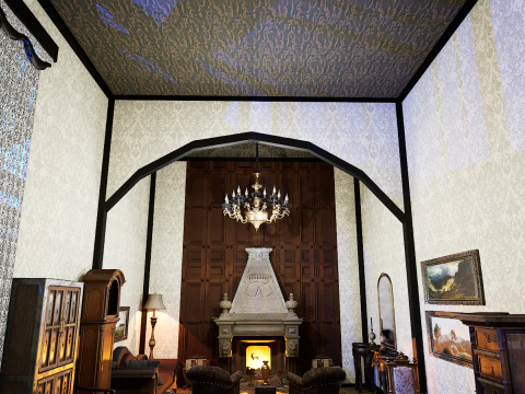 Gothic Victorian Grand Parlour Ornate Living Room 3D Model