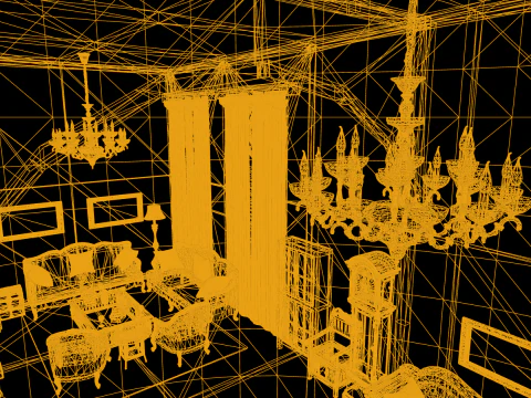 Gothic Victorian Grand Parlour Ornate Living Room 3D Model