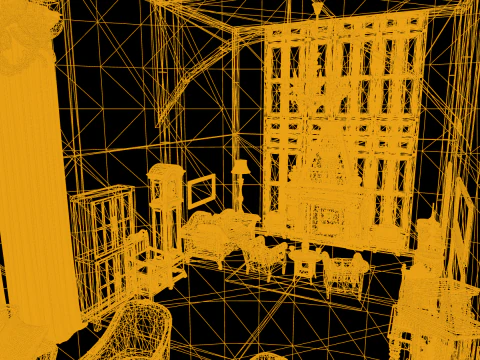 Gothic Victorian Grand Parlour Ornate Living Room 3D Model