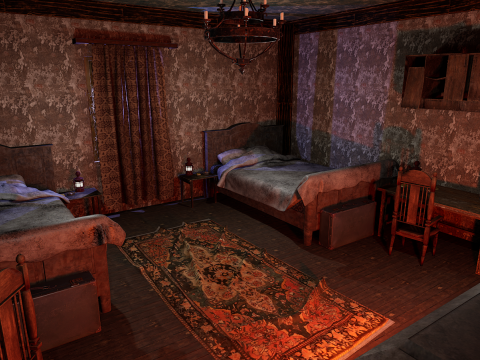 The Hollow Veil Gothic Dirty Abandoned Manor 22 Rooms 3D Model