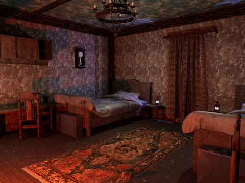 The Hollow Veil Gothic Dirty Abandoned Manor 22 Rooms 3D Model