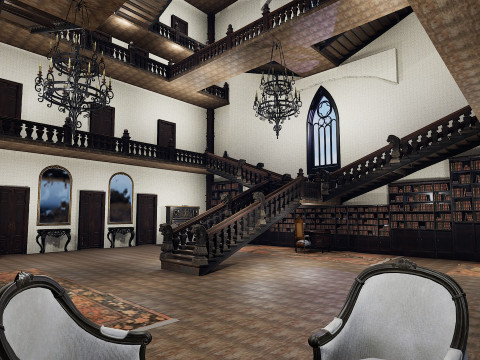 Victorian Grand Mansion Interior Modular Environment Kit 3D Model