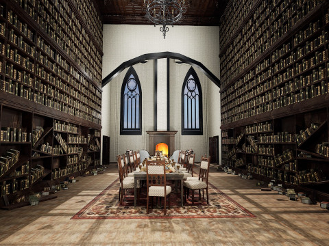 The Forgotten Gothic Victorian Library of Ashenhall 3D Model