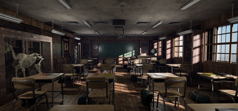 Old Era Anatomy Classroom Environment Modelo 3D .c4d .max .obj .3ds .fbx .stl .blend