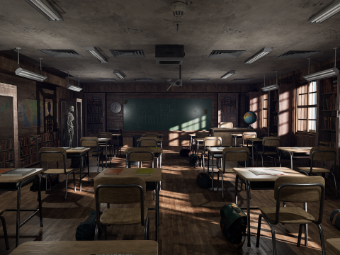 Old Era Anatomy Classroom Environment 3D-Modell