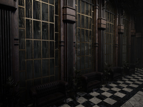 The Magnificent Valehall Mansion Grand Gothic Interior Environment 3D Модель