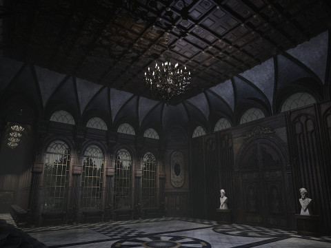 The Magnificent Valehall Mansion Grand Gothic Interior Environment 3D Модель