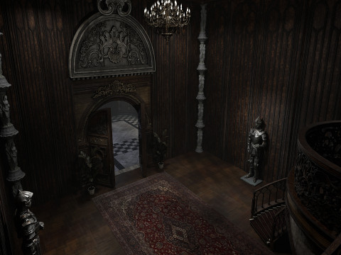 The Magnificent Valehall Mansion Grand Gothic Interior Environment 3D Модель