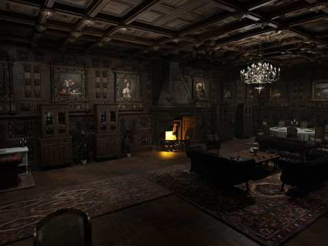 The Magnificent Valehall Mansion Grand Gothic Interior Environment 3D Модель