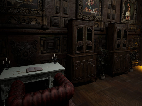 The Magnificent Valehall Mansion Grand Gothic Interior Environment 3D Модель