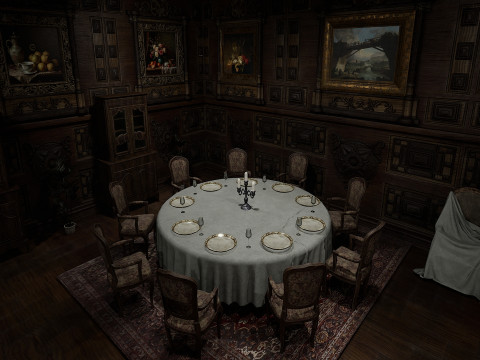 The Magnificent Valehall Mansion Grand Gothic Interior Environment 3D Модель