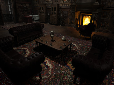 The Magnificent Valehall Mansion Grand Gothic Interior Environment 3D Модель