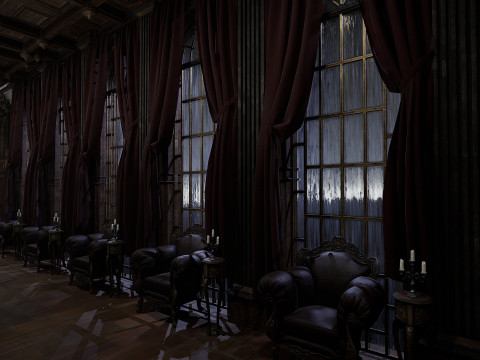 The Magnificent Valehall Mansion Grand Gothic Interior Environment 3D Модель
