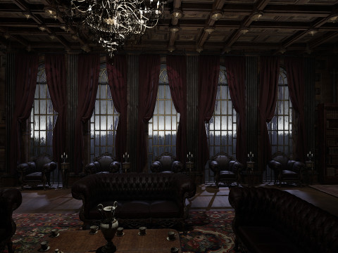 The Magnificent Valehall Mansion Grand Gothic Interior Environment 3D Модель