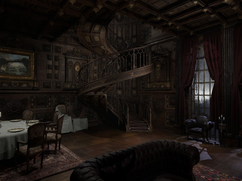 The Magnificent Valehall Mansion Grand Gothic Interior Environment 3D Модель