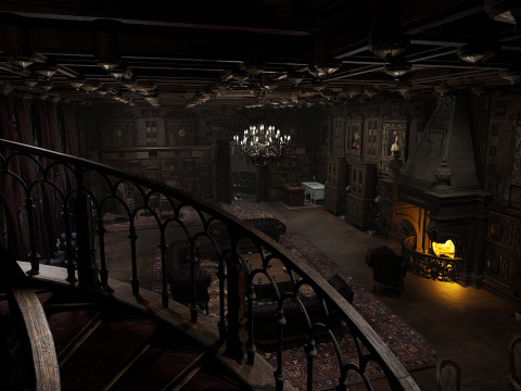 The Magnificent Valehall Mansion Grand Gothic Interior Environment 3D Модель