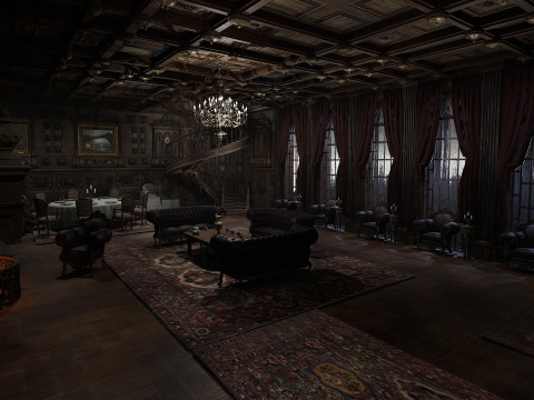 The Magnificent Valehall Mansion Grand Gothic Interior Environment 3D Модель