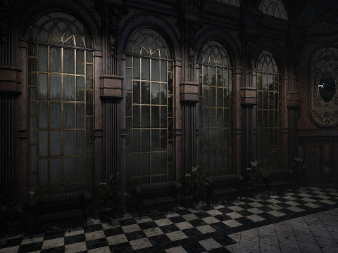 The Magnificent Valehall Mansion Grand Gothic Interior Environment 3D Модель