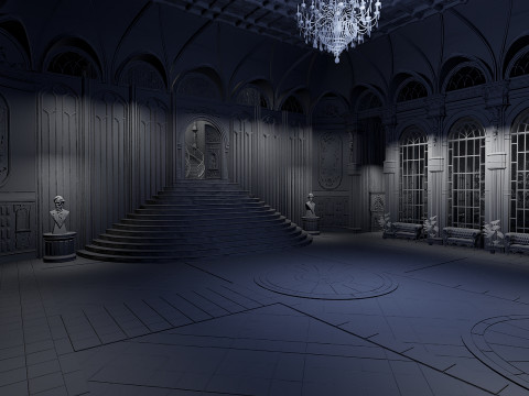 The Magnificent Valehall Mansion Grand Gothic Interior Environment 3D Модель
