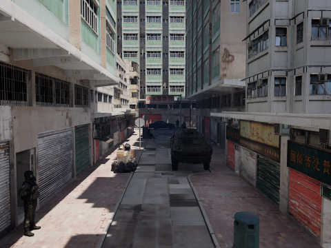 Dystopian Collapsed City Military Red Zone 3Dモデル