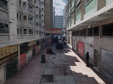 Dystopian Collapsed City Military Red Zone 3Dモデル