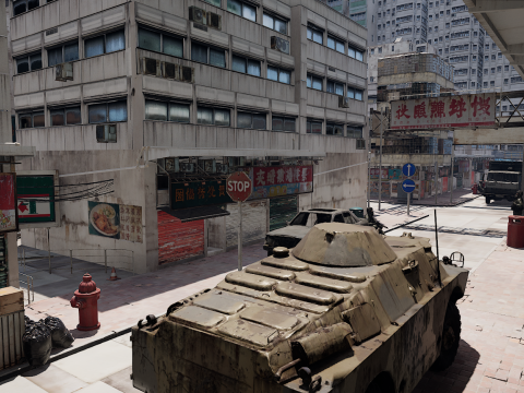 Dystopian Collapsed City Military Red Zone 3Dモデル