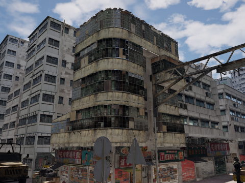 Dystopian Collapsed City Military Red Zone 3Dモデル